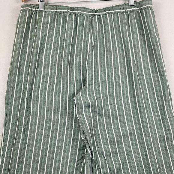 Cozy Earth Soft Woven Lounge Pants Women XL Green White Striped Pajama EUC - Picture 6 of 14
